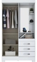 Ropero Briz Blanco Rosa 3 Puertas Corredizas Mdp Moderno Blanco/rosa