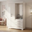 Ropero Briz Blanco Rosa 3 Puertas Corredizas Mdp Moderno Blanco/rosa