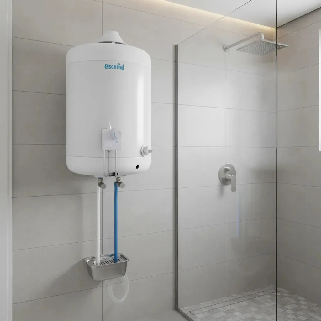 Termotanque Escorial 45 Lts Multigas Carga Superior Blanco Blanco