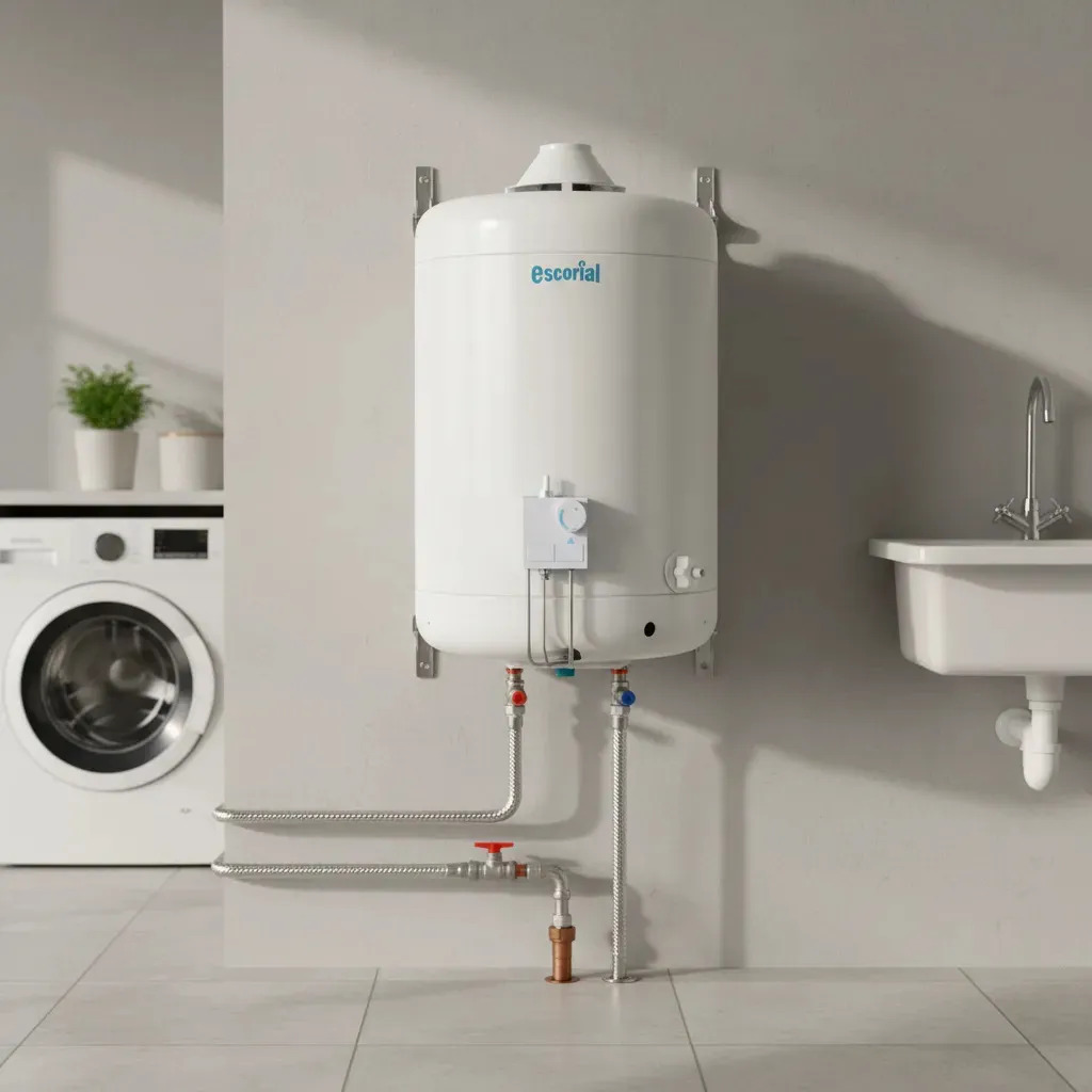 Termotanque Escorial 45 Lts Multigas Carga Superior Blanco Blanco
