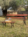 Juego De Jardin Banco Dos Cuerpos + Mesa Ratona Marrón