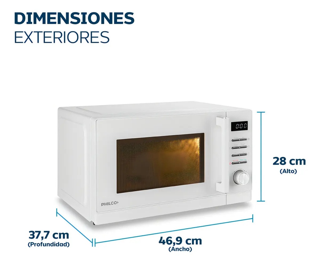 Microondas Digital Philco Mphdw23ubn 900 Watts 23l Blanco