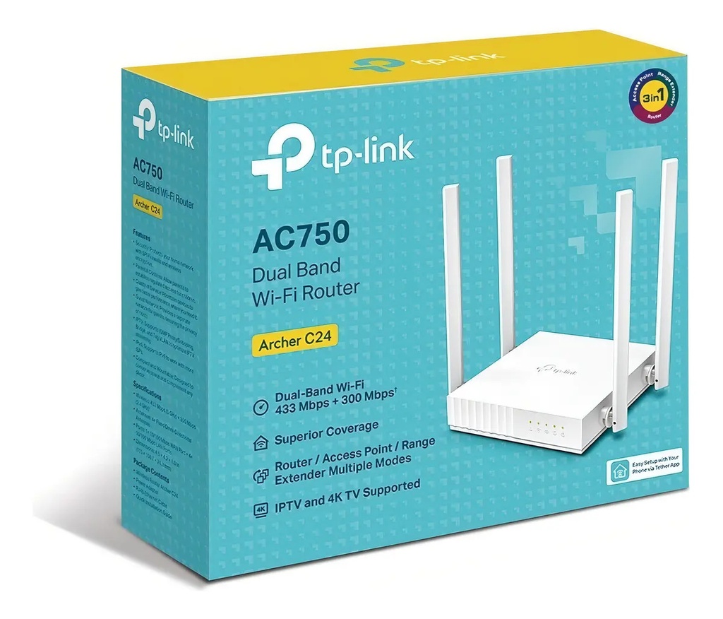 Router Tp-link Archer C24 Ac750 Doble Banda Color Blanco