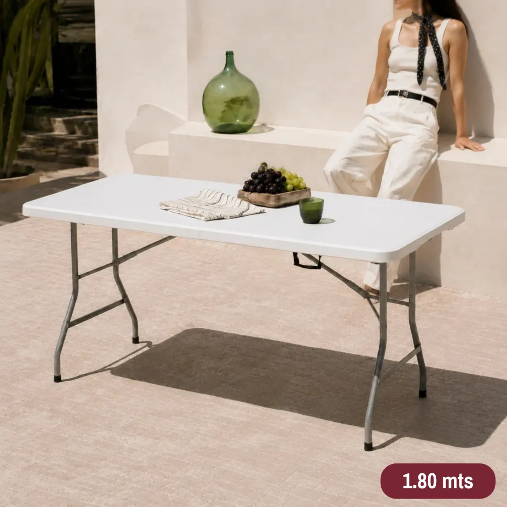 Mesa De Exterior Garden Life Mesa Picnic 180 Acero/plástico Blanco