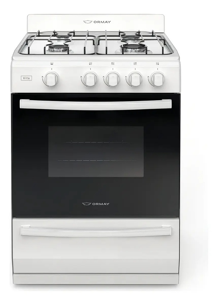 Cocina Ormay Vita Multigas 4 Hornallas Easy Clean  Blanco Blanco