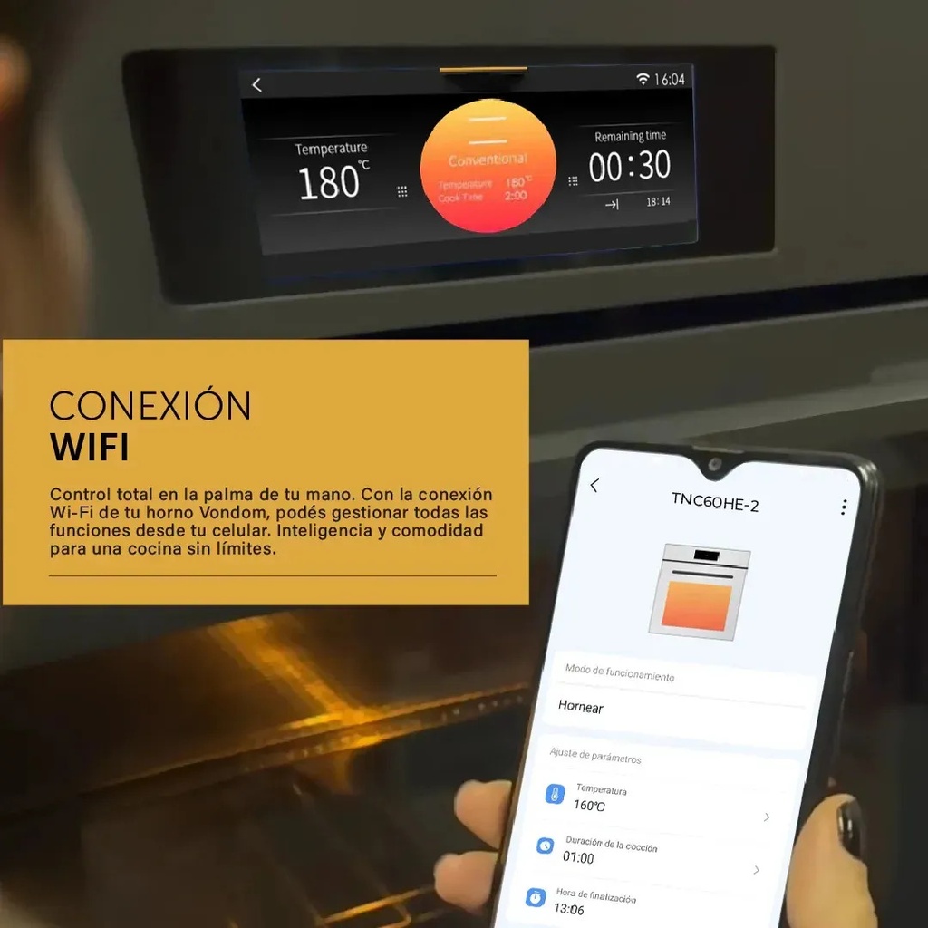 Horno Eléctrico Empotrable Vondom Wifi Pirolítico 133l Negro