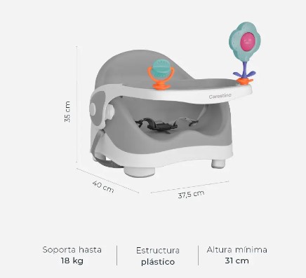 SILLA DE COMER CARESTINO BOOSTER GRIS