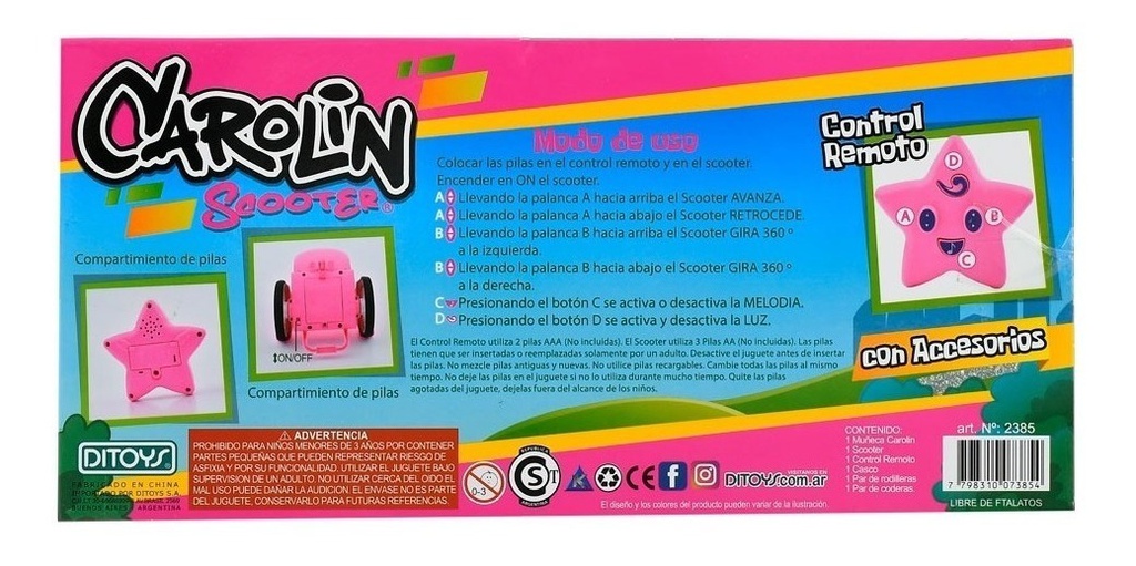 Muñeca Carolin Con Scooter Violeta Original Ditoys Lila