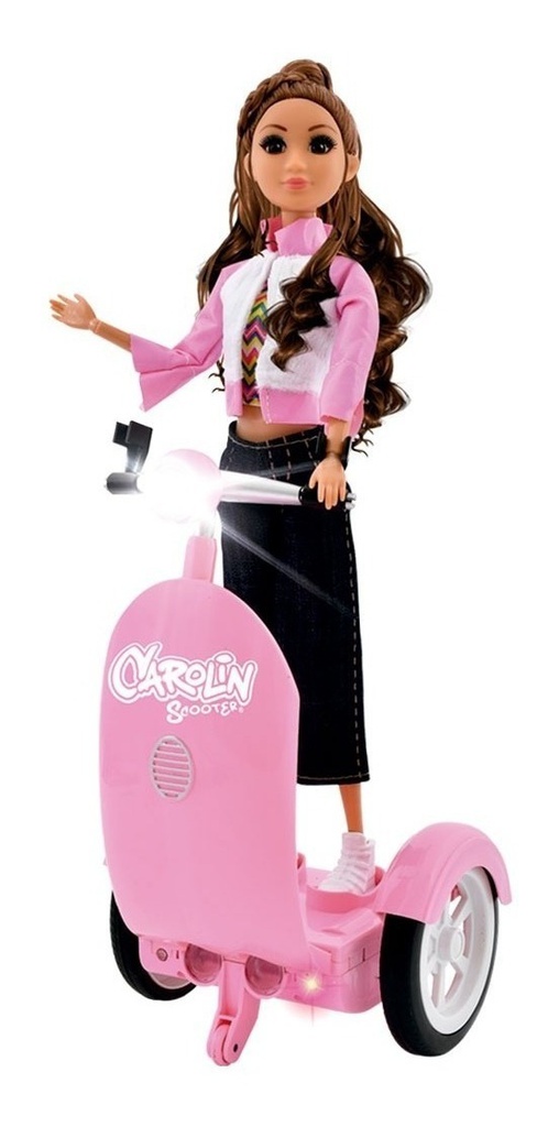 Muñeca Carolin Con Scooter Violeta Original Ditoys Rosa