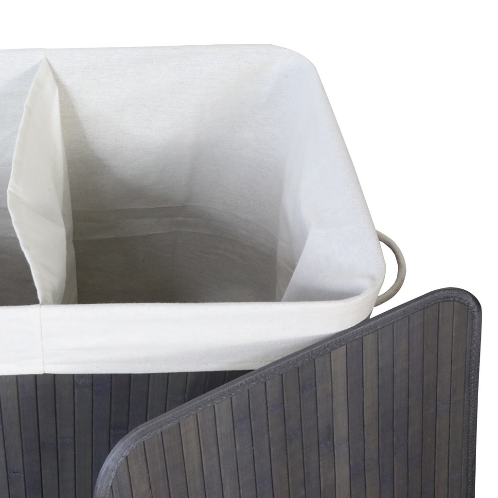 CESTO DOBLE PLEGABLE BAMBU VONNE ORG117 RECTANGULAR GRIS
