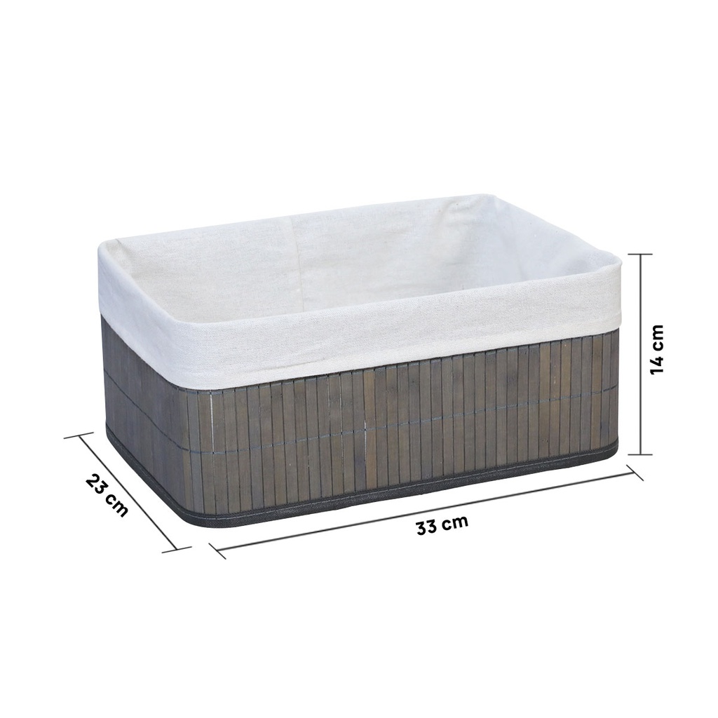 CESTO PLAGABLE BAMBU VONNE ORG119 33CM X 23CM X 14CM GRIS