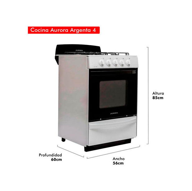COCINA AURORA ARGENTA .4 MULTIGAS BLANCA 601400915