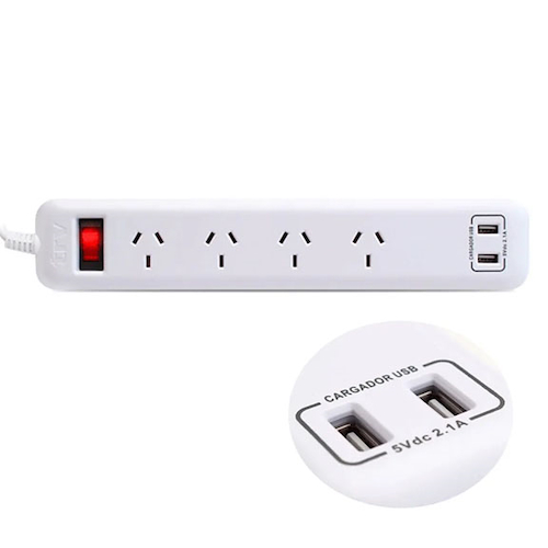 PROLONGADOR MULTIPLE X 4+2 USB TIPO PLG002 TRV 204