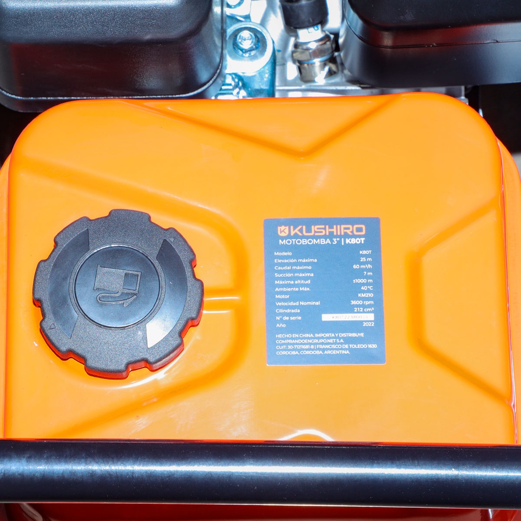 MOTOBOMBA 3" PARA AGUA SUCIA KUSHIRO K80T