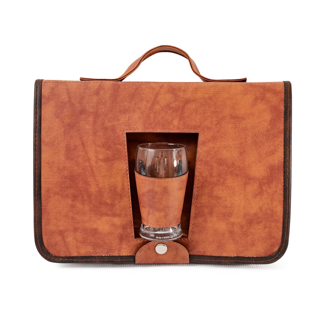 SET ASADO BODELO VASO VIDRIO MARRON