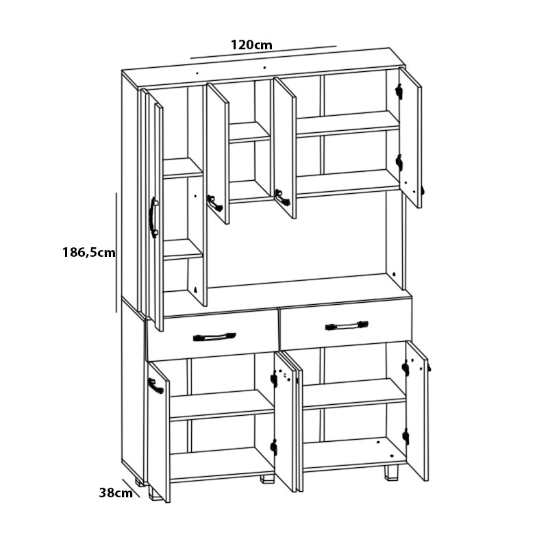 KIT COCINA ORLANDI PREMIUM JACARANDA 1.20 CM COD 651