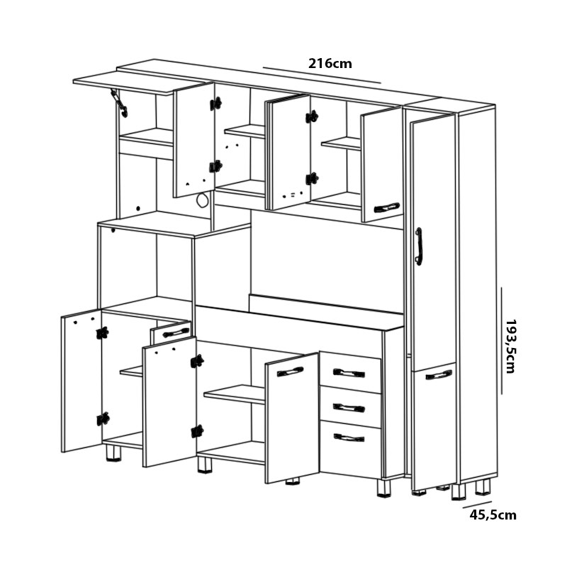 COCINA ORLANDI COMPACTA CALIDA 2.15 JACARANDA 326
