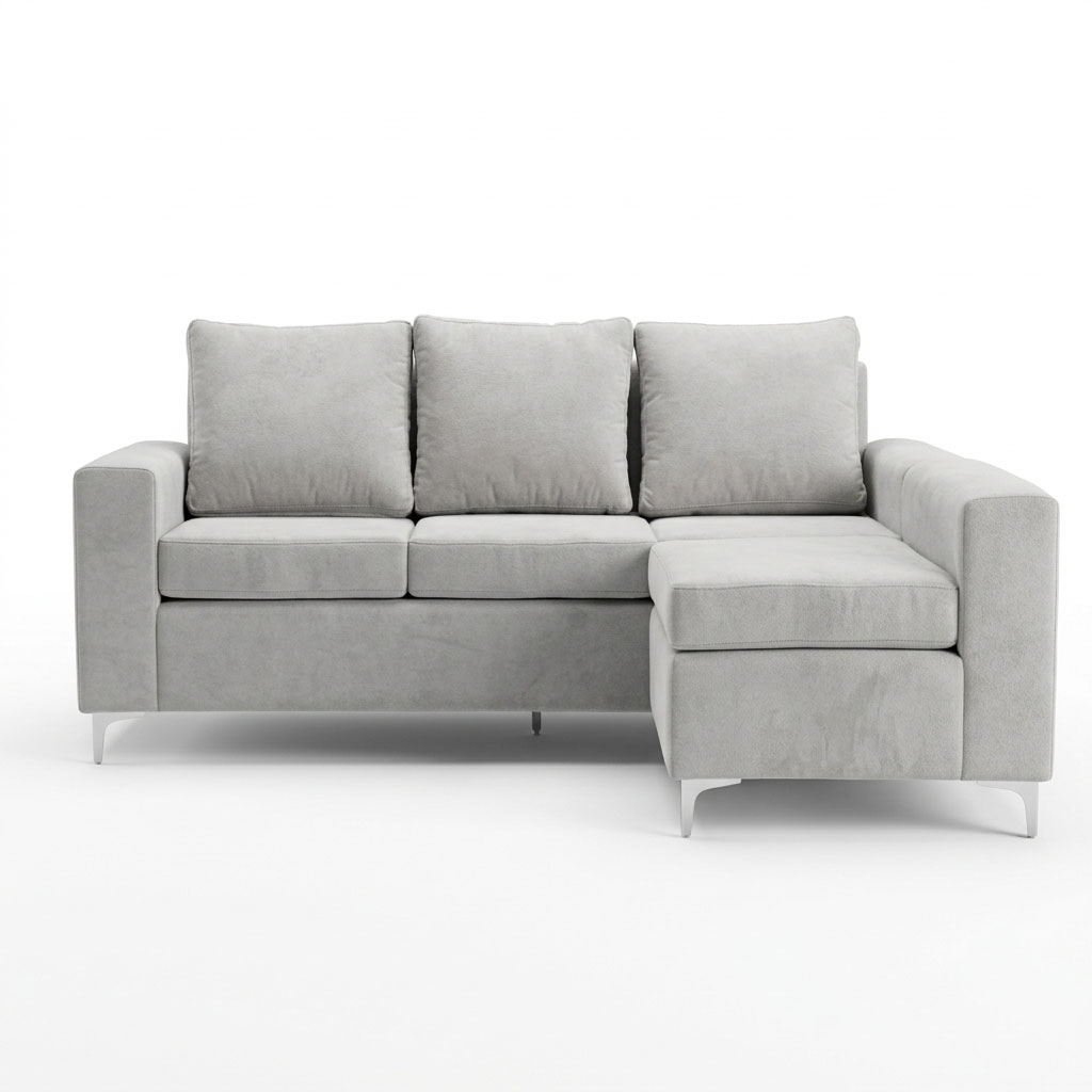 SOFA ESQUINERO REVERSIBLE 2.20 MTS BOUCLE GRIS CLARO