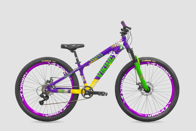 BICICLETA VIKINGX JUMP TUFF 25 R26 7V VIOLETA VERDE AMARILLO  0018858