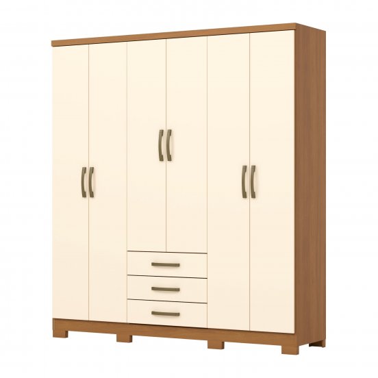 ROPERO HENN CAJU DA136-221 6 PUERTAS CINAMOMO/OFF  WHITE
