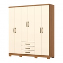 ROPERO HENN CAJU DA136-221 6 PUERTAS CINAMOMO/OFF  WHITE
