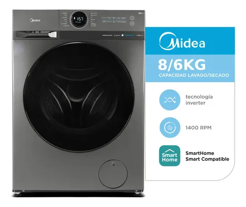 LAVASECARROPAS MIDEA INVERTER 8KG TITANIO MF200D80WB/T-A1