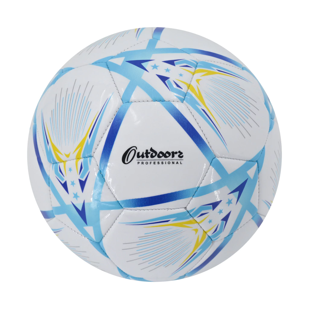 PELOTA DE FUTBOL N5 OUTDOORS PROFESSIONAL FURY CELESTE Y AZUL PVC
