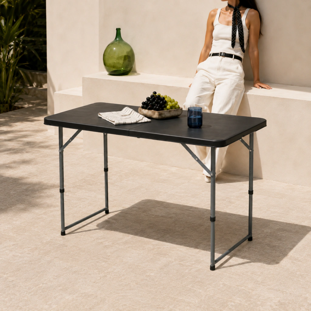 MESA PLASTICA PLEGABLE PICNIC GARDEN LIFE 120 X 60 NEGRO T403501
