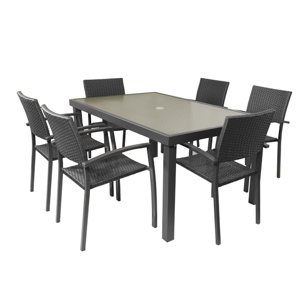 JUEGO JARDIN X 7 PZA SIMIL RATAN DEO GRIS 15732