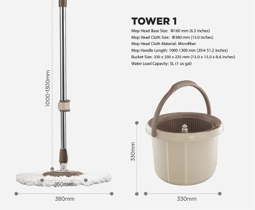 BALDE C/ ESCURRIDOR ROTATIVO TOWER 1 FLYMOP