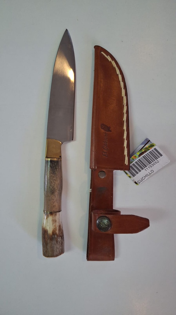 CUCHILLO CABURE MEDIANO C/ASTA C/VAINA DE CUERO COD 210