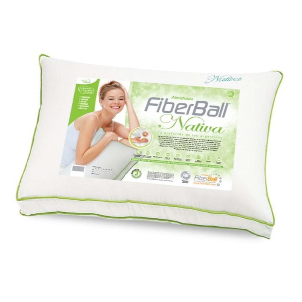 ALMOHADA FIBERBALL NATIVA C/FAJA 70X40CM