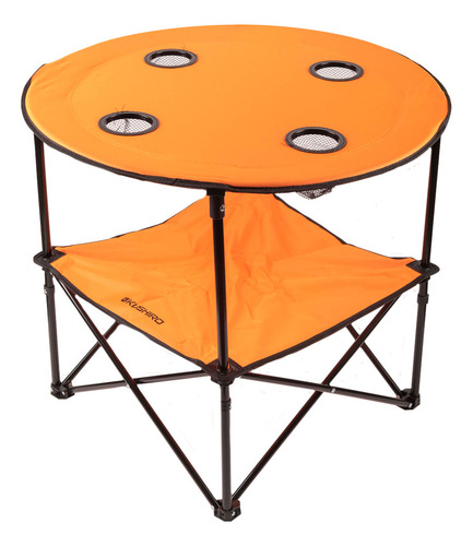 MESA CAMPING KUSHIRO PLEGABLE C/PORTA VASO MCP01 NARANJ
