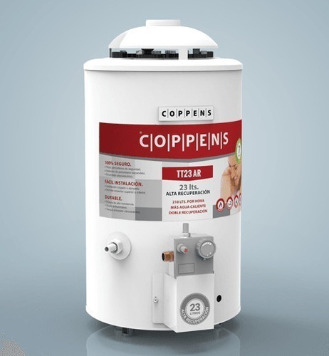 TERMOTANQUE A GAS COPPENS 041-TT-22 23L AR REVERS CON SUP/INF MULTIGAS