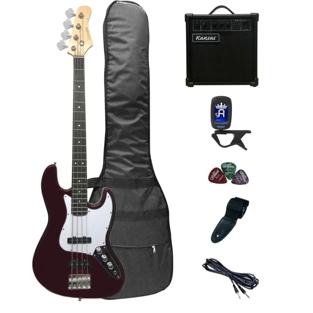 BAJO ELECT+AMP 15W+CORRREA+CABLE KANSAS FG-JB-BK