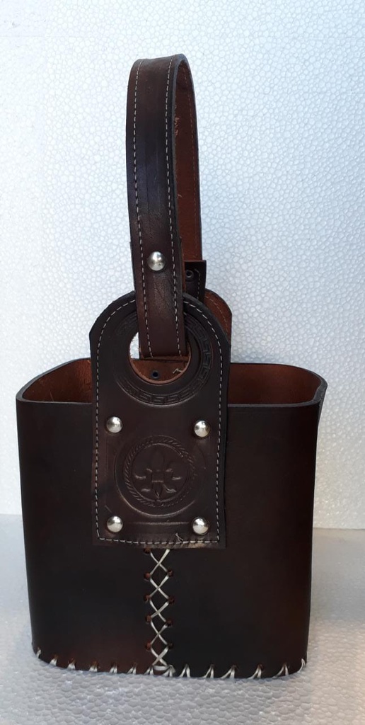 CANASTA MATERA CUERO VAQUETA NEGRA