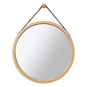 ESPEJO REDONDO CON CINTA DE CUERO