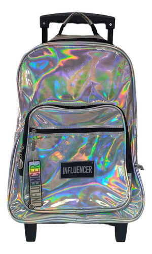 MOCHILA CON CARRO TORNASOLADA LSYD PLATA 94.9800