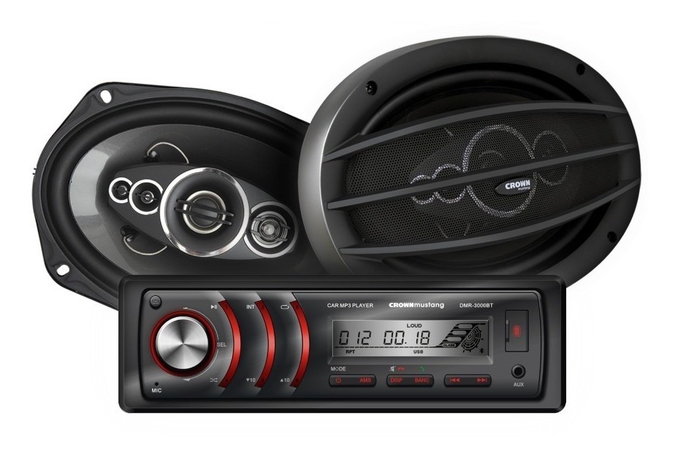 KIT REPRODUCTOR DIGITAL CROWN MUSTANG + PARLANTES 400W DMK-9000BT