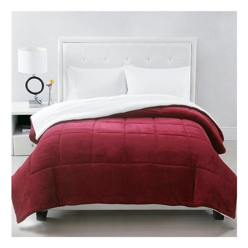 ACOLCHADO CORDERITO LUXURY SOFT CONFORTER TWIN 170X230 BORDO 893