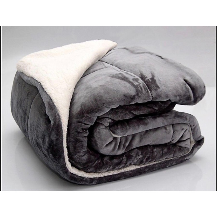 ACOLCHADO CORDERITO LUXURY SOFT CONFORTER QUEEN 240X230 GRIS 919