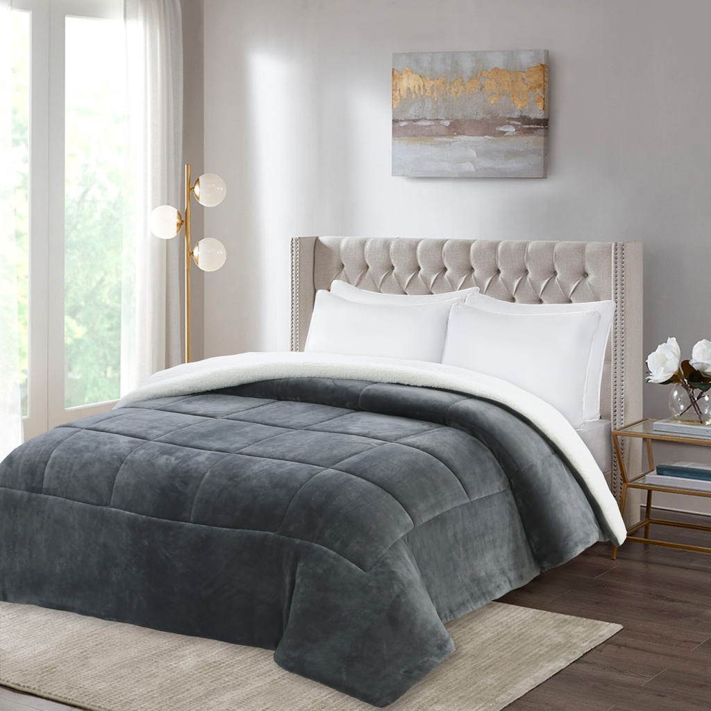 EDREDON FLANNEL LISO 220X240CM GRIS 86102