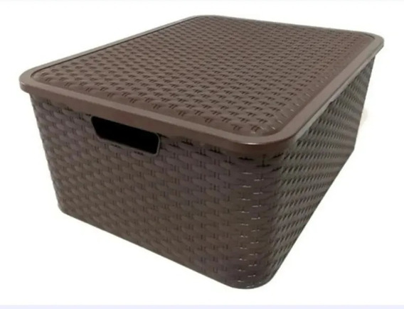CESTO RATAN RECTANGULAR MEDIANO C/TAPA LISA CO 1954