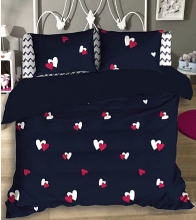 ACOLCHADO LAS CALAS COTTON TOUCH REVERS QUEEN GRIS/CORAZONES LCAACOTQUEEN
