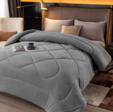 EDREDON LAS CALAS FLANNEL CON CORDERITO TWIN GRIS EDREDFLANTWIN