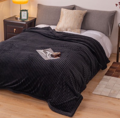 FRAZADA LAS CALAS CORDEROY RAYADO NEGRO TWIN FRAZCORDORTWI
