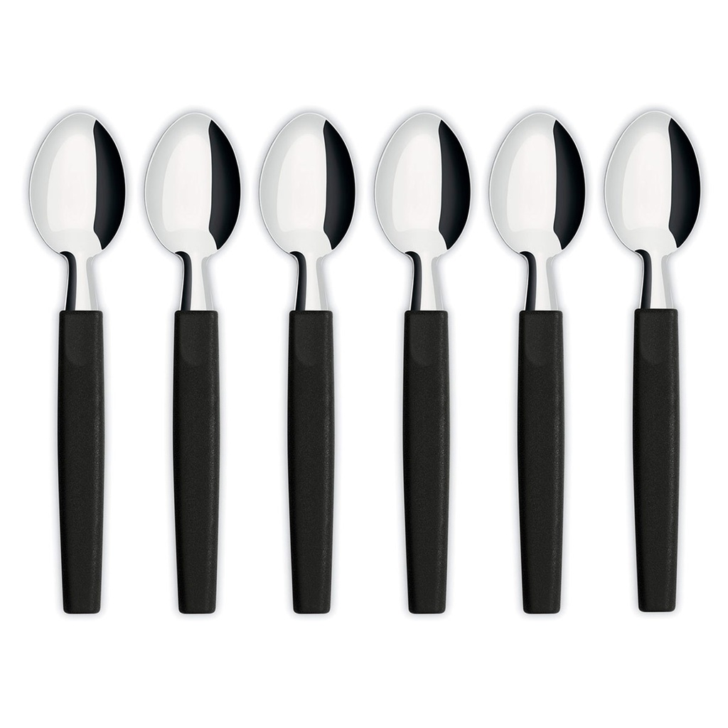 SET X6 CUCHARITAS SIMONAGGIO 9811/6 MANGO PLASTICO NEGRO