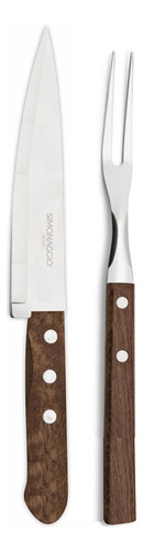 JUEGO TENEDOR TRINCHANTE Y CUCHILLA SIMONAGGIO 3501729033400 7" MADERA