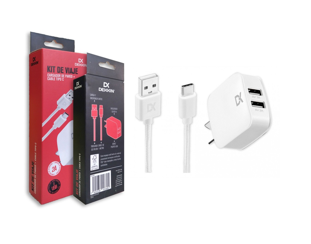 CARGADOR + CABLE TIPO C DEKKIN ACC-KI-043