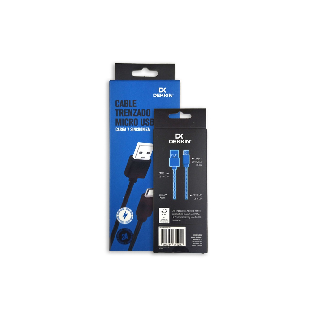 CABLE TRENZADO MICRO USB DEKKIN CA-303 N
